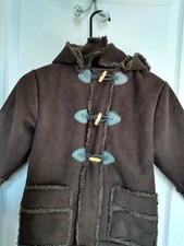 WIDGEON Girls Coat Jacket - SIZE 5 - Faux Fur Shearling detachable hood BROWN
