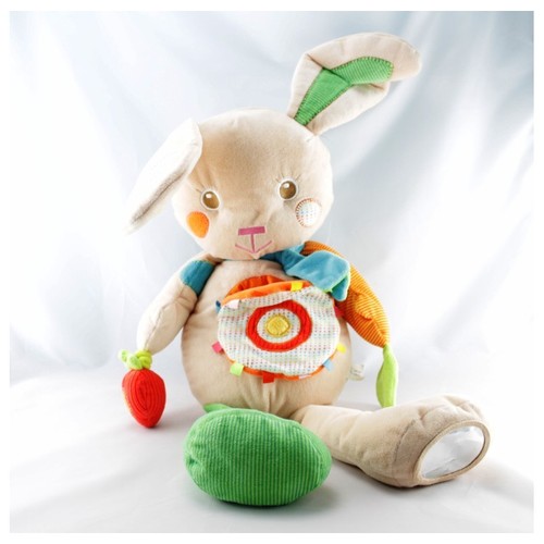Grand doudou lapin beige vert - doudou,