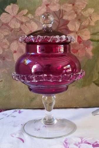 Ancien drageoir verre rubis - en,