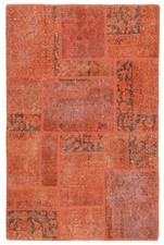 Tapis Persan En Patchwork Fait Main 129x84 Cm - Orient, Tapis, Orange