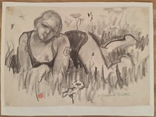 TOURTE Suzanne. [Femme allongée]. XXème-DESSIN