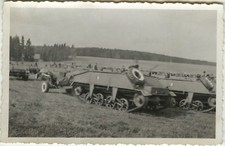 PHOTO ANCIENNE - VINTAGE SNAPSHOT - MILITAIRE CHENILLE CHAR - MILITARY TANK