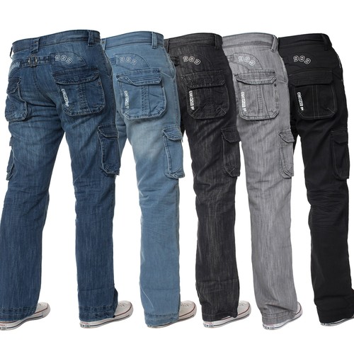 Enzo mens cargo combat jeans - cargo,