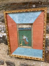 tableau peinture Miniature Perse XIXe  princesse à la biche Epoque Qadjar