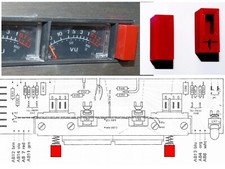 Paire de Boutons Rouges Rectangulaires "Rec On-Off" près des Vu-Mètres Revox A77
