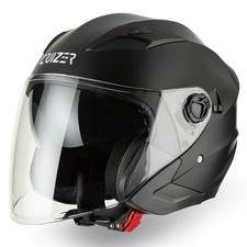 Casque Moto Scooter Jet Cruizer Approuvé Double Visière Noir Mat