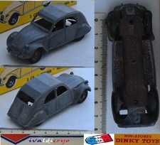 citroen 2 cv 1961 décapée vrai dinky toys france 558 d'origine boite repro 1/43