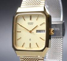 Rare Vintage [Near Mint+] Seiko SEAGULL 5933-5080 Gold Tank Qz Men`s Watch JAPAN