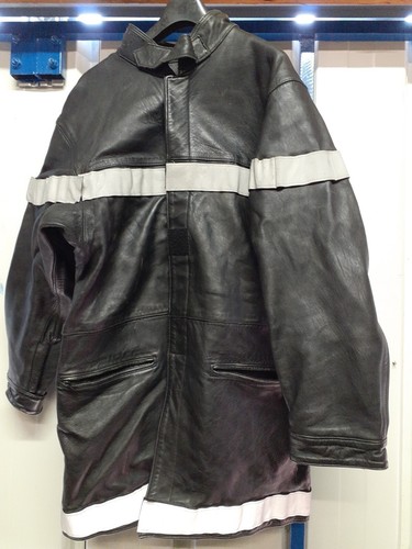 Veste cuir pompier feu 112 - pompier,