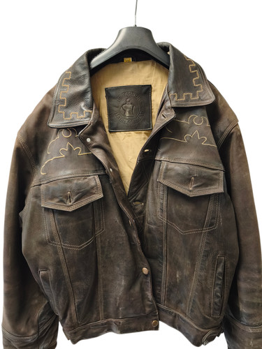 Veste blouson cuir vintage xxl - cuir,
