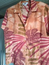 CHEMISIER FEMME ORANGE A MOTIFS - MANCHES COURTES TAILLE 48