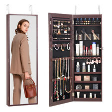 VEVOR Armoire à Bijoux avec Miroir Mural Verrouillable 108 cm de Haut Marron