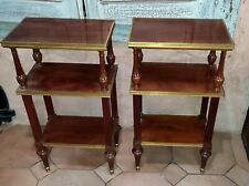 Paire de bout de canapé table d'appoint à 3 plateaux estampillé M. Rinck Maurice