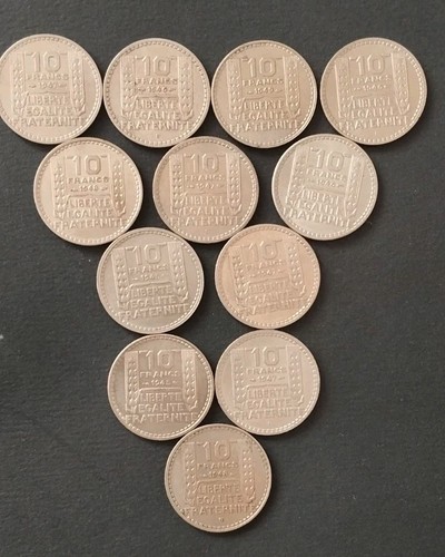 Lot pièces 10 francs - de, 12