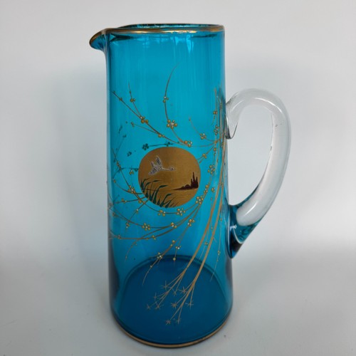 Pichet verre émaillé - verre, bleu