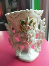 Vase de mariage en porcelaine de Paris . Blanc et or Parfait état