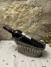 corbeille porte bouteille de vin en fil tressé, métal argenté