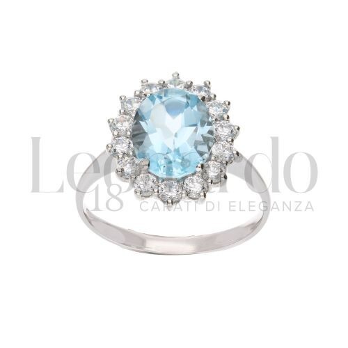 Bague femme topaze - bleue, or
