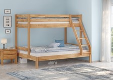Lit superposé stable 90x200 et 140x200 en hêtre massif verni