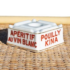 Ancien encrier publicitaire Pouilly Kina apéritif au vin blanc en porcelaine
