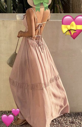 Robe longue maxi rose - , poudré