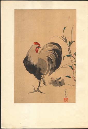 1920 estampe japonaise - japonaise, coq