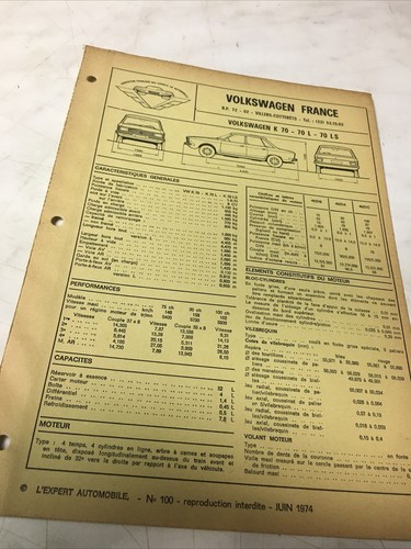Fiche technique automobile - , vw
