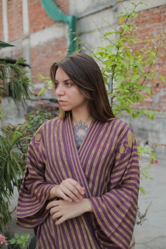 Pure soie midi kimono robe - pure,