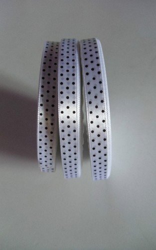 Ruban satin blanc plumetis - ,