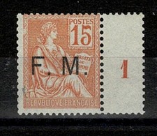 FRANCE TIMBRE FRANCHISE MILITAIRE YVERT 1 " MOUCHON 15c ORANGE " NEUF xx TB W890