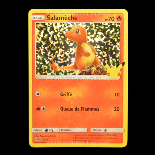 Carte pokémon salamèche - pokémon, 9/25