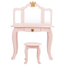 Coiffeuse pour Enfants  avec Miroir à Trois Volets Dessus amovible Tabouret Inc