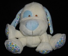 Doudou chien blanc bleu bulles