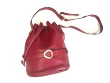 sac seau en cuir rouge LANCEL