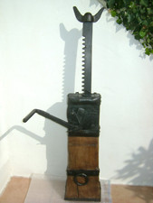 Ancien Cric En Bois de chêne