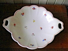 Ancien plat creux à oreilles Moulin des loups Décor petites fleurs