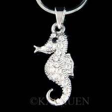 Hippocampe~ Plage Mariage Avec Cristal Swarovski Mer Ocean Collier Bijoux