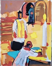 PIERRE AMBROGIANI (1907-1985) GOUACHE AU POCHOIR. SCÈNE RELIGIEUSE. AMBROGIANI.