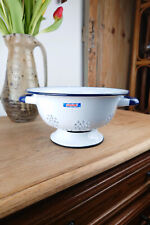 Passoire Ancienne en Tôle Émaillée - Publicité "Lustucru"