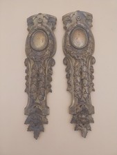 Paire Ornements bronze meuble napoléon médaillon noeud lauriers fleurs