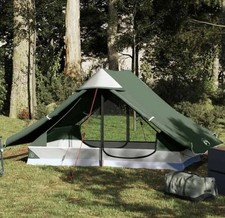 Tente De Camping 2 Personnes Vert Imperméable Abri De Camping 225x136cm