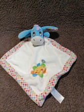 Doudou  plat losange Bourriquet bleu blanc pois fleur Disney  Nicotoy  Etat neuf