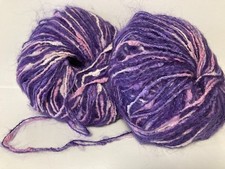 Lot de 10 pelotes laine mohair fantaisie violet/ fabriqué en France