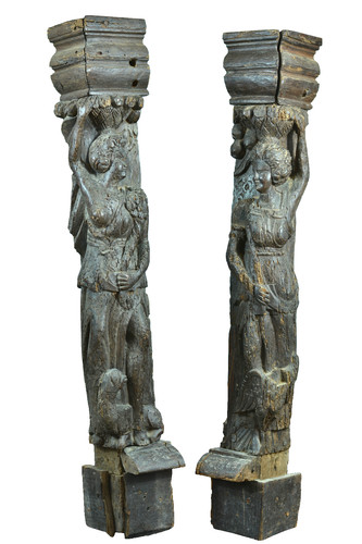 Ancienne paire caryatides - paire,