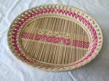 Ancienne Corbeille en osier 22,5 x 18cm par 3,5 cm de haut