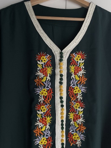 Caftan marocain vert brodé - caftan,