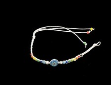 Bracelet brésilien amitié fil tresse Charme fleur bleue    D2C