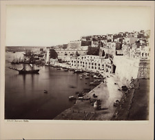 Giorgio Sommer, Malta, Baracca, Barche a Vela nel Porto, vintage albumine print 
