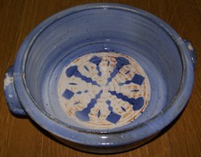 Superbe grand plat coupe a anses céramique artisanal M Gamond 4,7 kg - 34,5 cm