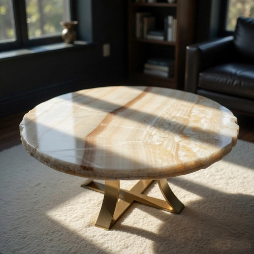 White onyx round coffee - onyx,